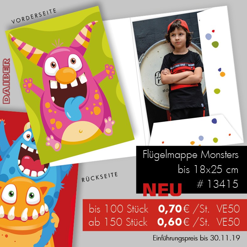 Flügelmappe "MONSTERS", [18x25 cm], 50 Stück
