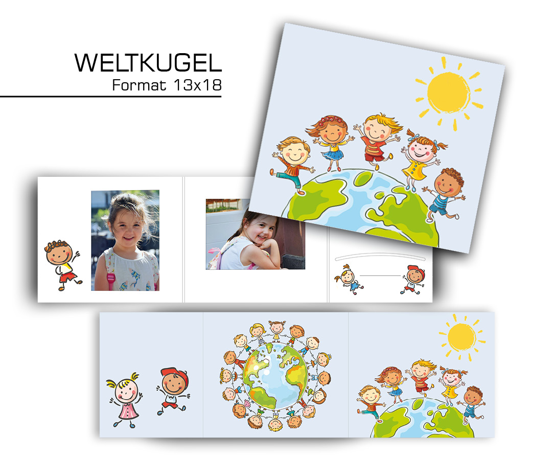 Bildmappe "WELTKUGEL", [13x18 cm], 25 Stück
