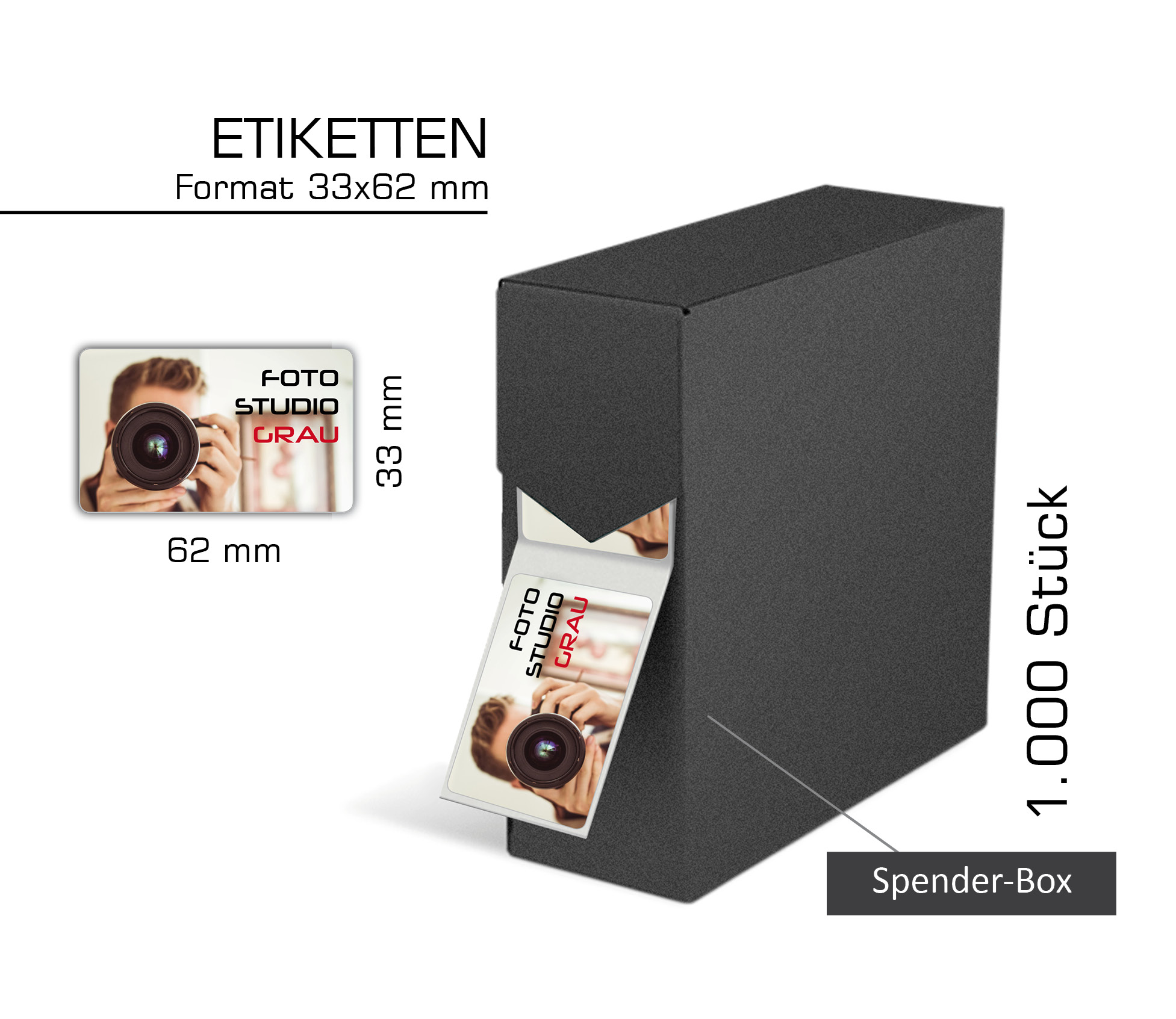 Etiketten, farbig bedruckt auf Rolle, [33x62 mm], 1.000 Stück