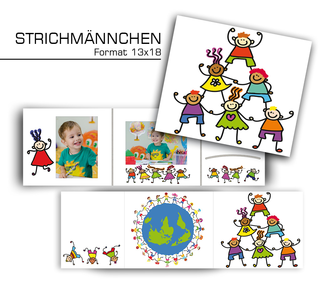 Bildmappe "STRICHMÄNNCHEN", [13x18 cm], 25 Stück