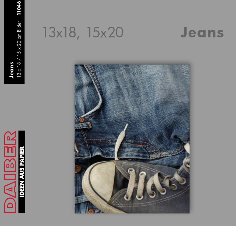 Kindermappe "JEANS", Passepartout [13x18cm], Einsteckschlitz [15x20cm], 50 Stück