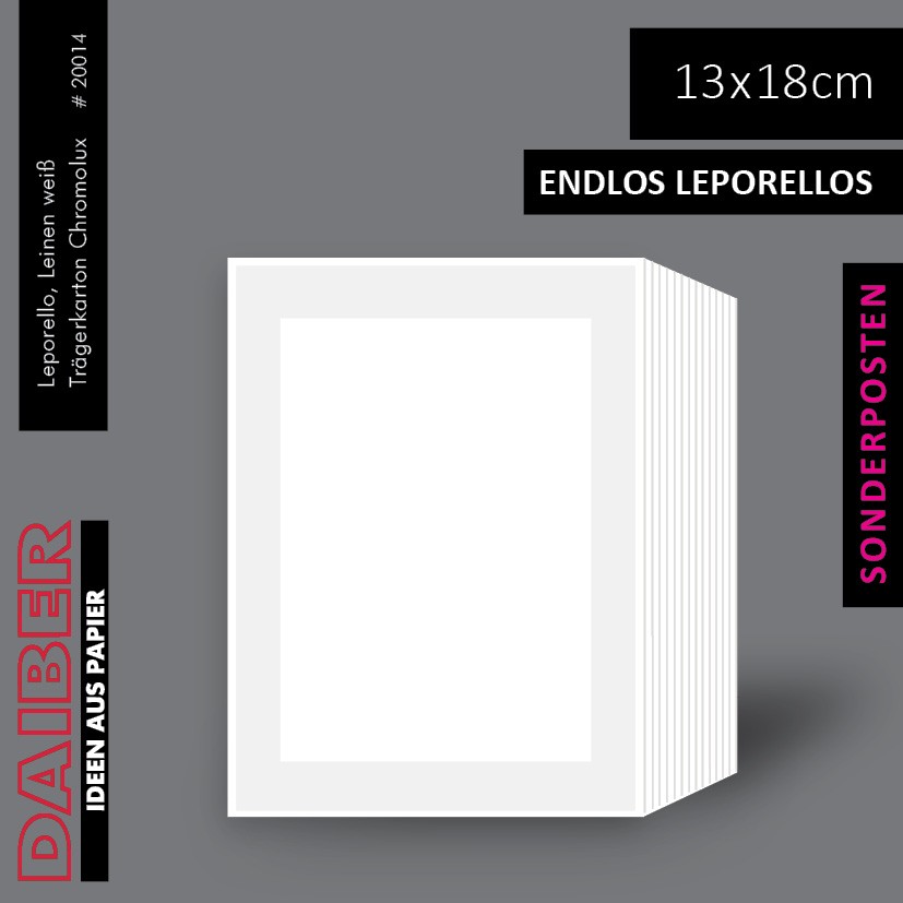 Endlosleporellos, [13x18 cm], 125 Stück, Leinenstruktur weiß