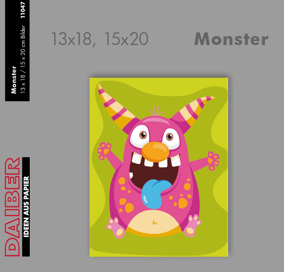 Kindermappe "MONSTER", Passepartout [13x18 cm], Einsteckschlitz [15x20 cm], 50 Stück
