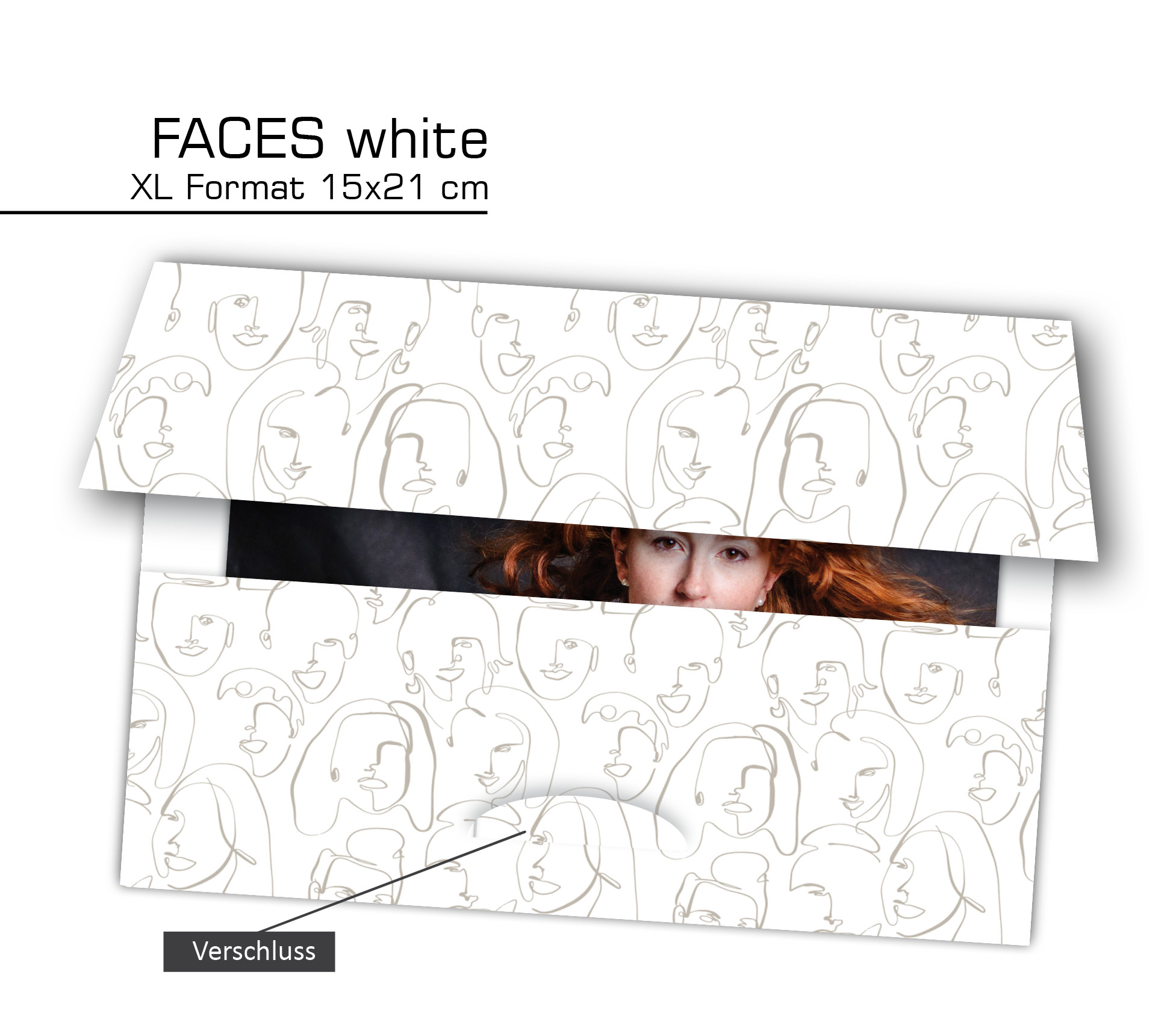 Nachbestell-Taschen, "FACES WHITE", [15x21 cm], 25 Stück
